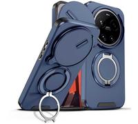 YUECXIN Funda para Xiaomi 17 Ultra, Carcasa Textura Mate Cubierta Antigolpes Militar 360° con Tapa Deslizante para Cámara y Soporte de Anillo Magnético, Azul