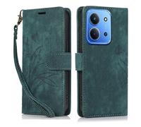 YUECXIN Funda para Xiaomi Redmi 15C 5G/15C 4G/Poco C85, PU Cuero Flip Carcasa de Tapa Libro, Antigolpes Carcasa con Función Atril Wallet Tarjetero Patrones Florales y de Mariposas. Verde