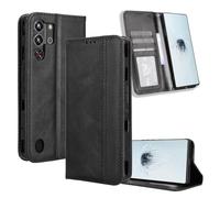 YUECXIN Funda para ZTE Nubia Red Magic 10 Pro/Red Magic 10 Pro+ Plus, PU Cuero Flip Carcasa de Tapa Libro, Antigolpes Case Cover con Cierre Magnético, Wallet Tarjetero y Soporte Plegable, Negro