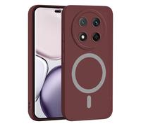 YUECXIN Magnética Silicona Funda para Honor Magic 7 Lite 5G/Honor X9c/Honor X60 Pro, [Carga Inalámbrica] Tacto Suave y Sedoso Ultradelgado Antigolpes Cubierta Carcasa, Rojo Vino