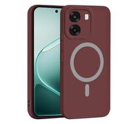 YUECXIN Magnética Silicona Funda para OPPO A6X / OPPO A6 5G/4G/ OPPO A6K, [Carga Inalámbrica] Tacto Suave y Sedoso Ultradelgado Antigolpes Cubierta Carcasa, Rojo Vino