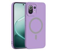 YUECXIN Magnética Silicona Funda para Xiaomi 11 Lite 5G NE/Xiaomi Mi 11 Lite, [Carga Inalámbrica] Tacto Suave y Sedoso Ultradelgado Antigolpes Cubierta Carcasa, Morado