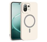 YUECXIN Magnética Silicona Funda para Xiaomi 11 Lite 5G NE/Xiaomi Mi 11 Lite, [Carga Inalámbrica] Tacto Suave y Sedoso Ultradelgado Antigolpes Cubierta Carcasa, Blanco