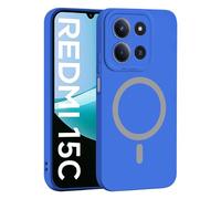 YUECXIN Magnética Silicona Funda para Xiaomi Redmi 15C 5G/4G/POCO C85, [Carga Inalámbrica] Tacto Suave y Sedoso Ultradelgado Antigolpes Cubierta Carcasa, Azul Oscuro