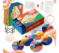 yuegool Kit de posavasos de aguja de perforación, fácil para principiantes, incluyendo patrones, herramientas, hilos y aro, con instrucciones