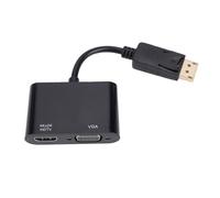 YUEHISY Adaptador DP a HDMI VGA, Concentrador Convertidor DisplayPort 2 en 1, Base Plug & Play, Diseño Compacto, para Pantalla de Proyector de Monitor de PC de Escritorio Portátil