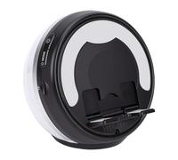 YUEHISY Altavoz de Inducción Inalámbrico con Soporte para Teléfono, Bluetooth 5.3 HiFi Portátil, Sonido Envolvente de 360° y Luz Ambiental, Modo Dual, para Mesa Android Pad (Black)