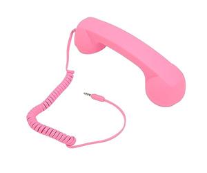 YUEHISY Auricular de Teléfono Móvil con Enchufe de 3,5mm, Receptor de Teléfono con Cable a Prueba de Radiación Retro, Ordenador Inteligente (Pink)