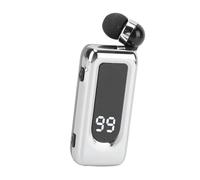 YUEHISY Auriculares Inalámbricos Lavalier de Larga Duración de Batería y Diseño Retráctil, Auriculares Bluetooth 5.4 con Micrófono con Cancelación de Ruido y Pantalla LED para (Silver)