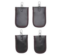 YUEHISY Bolsa de Bloqueo de Señal, Paquete de 4, Bolsa Faraday de Fibra de Carbono para Llaves de Coche, Tarjetas de Crédito, Bloqueador RFID, Protector Antirrobo con Hebilla