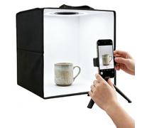 YUEHISY Caja de Luz para Estudio Fotográfico de 12", Tienda de Fotografía Regulable de 120 LED con CRI 97, 6 Fondos, Reflector y Paño Suave, Plegable Portátil, para Relojes y Joyas