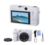 YUEHISY Cámara Digital WiFi 5K, Cámara Vlogging de Doble Lente con Zoom 18x de 75MP con Luz de Relleno, 8 Modos y Micrófono, para Fotografía Casera de Selfies (White)