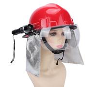 YUEHISY Casco de Rescate de Emergencia Seguro, Casco Protector de Bombero con Faro, Gafas Protectoras, Chal Retardante de Inflamación Desmontable