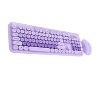 YUEHISY Combo de Teclado y Ratón Inalámbricos, Teclado Retro Estilo Máquina de Escribir de 104 Teclas con Teclas Redondas, Diseño Bonito, para PC y Portátil (Purple)