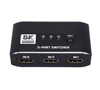 YUEHISY Conmutador HDMI 2.1, 3 en 1 Salida 8K@60Hz 4K@120Hz Selector HDMI, 48Gbps, Compatible con Consola de Juegos PS a Monitor Proyector HDTV