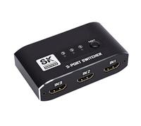 YUEHISY Conmutador HDMI 2.1, Divisor Conmutador HDMI de 3 Puertos con Alta Velocidad de 48 Gbps, Admite 4K 120 Hz 8K 60 Hz, para Juegos, Entretenimiento, Trabajo, Plug and Play