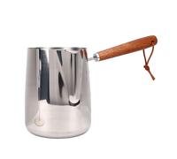 YUEHISY Jarra para Espumar Leche, Taza para Espumar Leche de Acero Inoxidable 304 con de Madera, para café, Arte, Calentar Aceite, Derretir Mantequilla y Chocolate (1000ml)