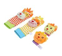 YUEHISY Juego de Calcetines con Sonajero para Pies y Muñecas de Animales para Bebés, Lindos Calcetines de Juguete para Bebés para el Desarrollo Sensorial, 0-2 Años, Material de Felpa (Conjunto de
