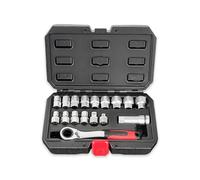 YUEHISY Juego de Dados Pasantes de 17 Piezas, Dado de 10-24 Mm de 12 Puntos con Trinquete Reversible 72T, Adaptador de Accionamiento de 1/2 3/8 Pulgadas, para Sujetadores Estriados