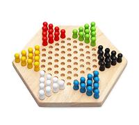 YUEHISY Juego de Damas Chinas, Juego de Mesa de Madera Portátil con 60 Clavijas de Colores, de Estrategia de Damas Chinas de Madera de Caucho para Entrenamiento de Lógica para Niños, Idea de Regalo