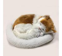 YUEHISY Juguete de Peluche de Gato Durmiente Simulado, Animal de Peluche de Respiración Realista con Tapete, Gatito Realista para Decoración del Hogar, Juego de Cojines de Lana Suave, Lindo Regalo