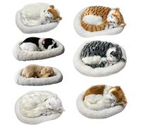 YUEHISY Juguete Realista para Gato Durmiente, Animal de Peluche Que Respira con Tapete Suave, Gatito de Simulación Realista para Niños, Decoración de Habitación, Regalo Educativo para el Aprendizaje