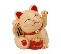 YUEHISY Lucky Fortune Cat Adorno de Plástico de Primera Calidad, Gato con Brazo Eléctrico Que Agita de 5,5 Pulgadas para Escritorio, Ventana, Restaurante, Ojos Sonrientes Felices y Auspiciosos,