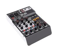 YUEHISY Mezclador de Audio de 4 Canales, Mezclador de DJ Bluetooth con Reproductor MP3 USB, Alimentación de 48 V, Ecualizador de 3 Bandas, Interfaz de Sonido Portátil para