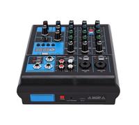 YUEHISY Mezclador de Sonido de 4 Canales con Micrófono UHF Inalámbrico Dual, Consola de Mezcla RGB, Interfaz USB MP3 Bluetooth, Fantasmas de 48 V para DJ de Karaoke en Casa