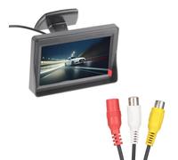 YUEHISY Monitor Retrovisor de 4,3 Pulgadas con Visera Solar, Pantalla LCD para Coche a Prueba de Agua, Entrada de Vídeo Dual V1 V2, Compatible con PAL NTSC, para Camión SUV