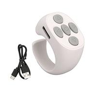YUEHISY Pasador de Páginas con Control Remoto por Anillo Bluetooth 5,3, Controlador de Desplazamiento Inalámbrico para Vídeos y Lector Electrónico, Alcance de 10m, Recargable de 30mAh (White)