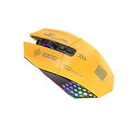 YUEHISY Ratón para Juegos RGB, Ratón Ergonómico con 3 Modos BT 2.4G con Cable, 12000 dpi, Agarre Cómodo, Plug and Play, Amplia Compatibilidad, para Juegos de Trabajo (Yellow)