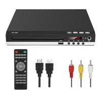 YUEHISY Reproductor de DVD para personas mayores con HDMI | Reproductor de CD multiformato y todas las regiones para el hogar, 1080p, USB, incluye cables para TV (enchufe GB 1500w)