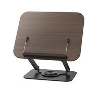 YUEHISY Soporte para Libros Manos Libres, Soporte Plegable Giratorio de 360° con Clips de Página, Acero Al Carbono de Madera de Primera Calidad para Tableta de Recetas, Escritorio (BLACK)