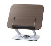 YUEHISY Soporte para Libros Manos Libres, Soporte Plegable Giratorio de 360° con Clips de Página, Acero Al Carbono de Madera de Primera Calidad para Tableta de Recetas, Escritorio (SILVER)