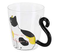 YUEHISY Taza de Cristal para Gato, Taza de café con de de Gato, Vaso de Agua Transparente Resistente Al Calor para té con Leche para Amantes de los Gatos, Decorativa Reutilizable para Niños y
