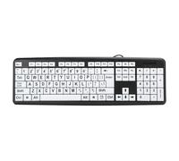 YUEHISY Teclado Negro de Baja Visión con Cable USB y Teclas Blancas de Impresión Grande para Usuarios de Computadoras de Edad Avanzada (Black)