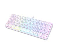 YUEHISY Teclado para Juegos 60%, Teclado Compacto con Cable de 61 Teclas con Retroiluminación RGB, Antifantasma, Alta Respuesta, para Escribir en Juegos (White)