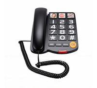YUEHISY Teléfono con Cable Amplificado para Personas Mayores, Timbre Extra Fuerte de 110 DB, Botón Grande, Marcación con un Solo Toque con 3 Fotografías, Altavoz Manos Libres, Montaje en (Black)