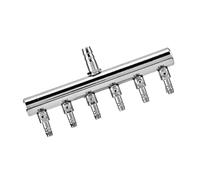 YUEHISY Válvula de Flujo de Aire de Acero Inoxidable, Divisor de Acuario de 6 Vías con Control Ajustable, Colector de Aire Multipuerto para Bomba de Oxígeno de Pecera, Reductor de 8 Mm a 4 Mm,