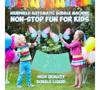 YUEHISY Varita de Burbujas Automática con Luces Intermitentes y Música, Máquina de Burbujas Princess Fairy Stick para Niños, Fiestas Infantiles, Material ABS Duradero (MY112Y-2 alas (azul)