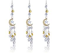 Yuehuamech 3pcs Mond Stern Kristall Suncatcher Wind Chimes Hängende Prisma Suncatcher Regenbogen Maker Sonnenfänger Regenbogen Maker Anhänger für Home Garten Auto Hochzeit Fenster Dekor