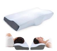 Yuehuamech Almohada de espuma viscoelástica, almohada ortopédica cervical con funda extraíble y lavable, almohada para dormir de lado y espalda para aliviar el dolor de cuello y hombros