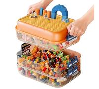 Yuehuamech Cajas de almacenamiento para Le-go Organizador de almacenamiento de plástico de 3 capas con tapa de placa base y compartimentos ajustables, bloque de construcción, apilable, organizador