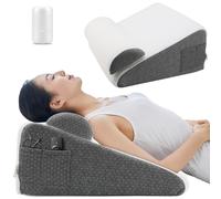 Yuehuamech Cojín de cama, espuma viscoelástica, cojín triangular, cojín inclinado con soporte para el cuello, funda lavable, reposapiés para el cuello, pierna, espalda, dormir, sentarse, leer después