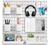 Yuehuamech Kit de combinación de 4 piezas de tablero de clavijas, organizador de accesorios con contenedores, estantes y ganchos