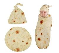 Yuehuamech Manta de burrito para bebé recién nacido, gorra de envoltura divertida y manta de ducha, regalo para niños, niñas y bebés, 85 x 85 cm