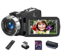 Yuejewlry Videocámara de 8K 64MP con zoom digital de 18X, cámara de vlogging de YouTube, cámara web, visión nocturna por infrarrojos, videocámaras de pantalla táctil de 3.0 pulgadas, tarjeta SD de 32G