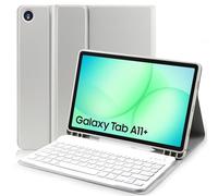 YUEJIDZ Capa com Teclado para Samsung Galaxy Tab Tab A11+ / A9+ 11 Pulgadas,Bluetooth espanhol Ñ Teclado Capa protetora para Teclado removível com suporte lápis para Samsung Galaxy Tab A11 Plus
