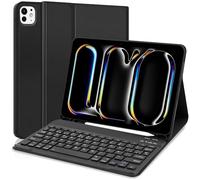 YUEJIDZ Funda con Teclado Español Ñ para iPad Pro 11 M5/M4 (2025/2024) - Español Diseño QWERTY Teclado,Funda Folio Protectora con Soporte para iPad Pro 11 6/5th Generación 11 Pulgadas,Negro